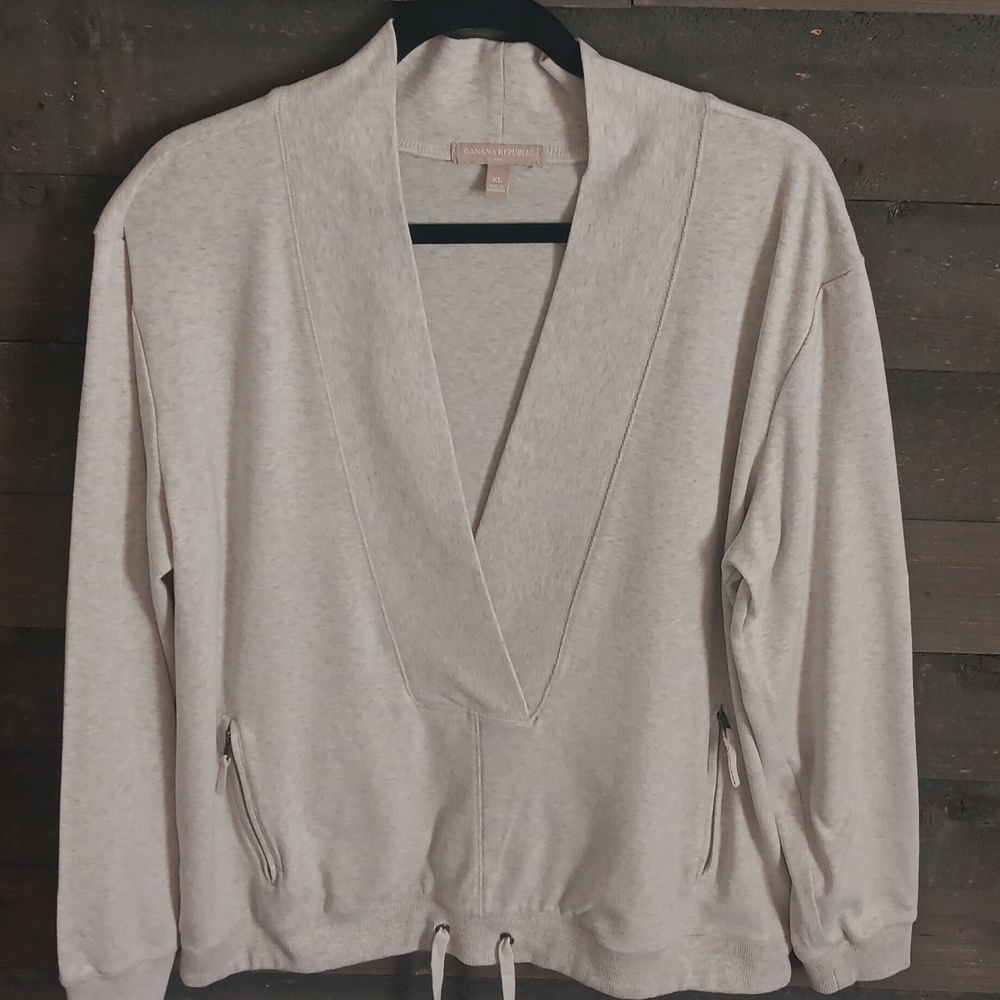 Cream V-Neck Pullover Sweater
